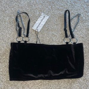 NWT velour crop top with chains